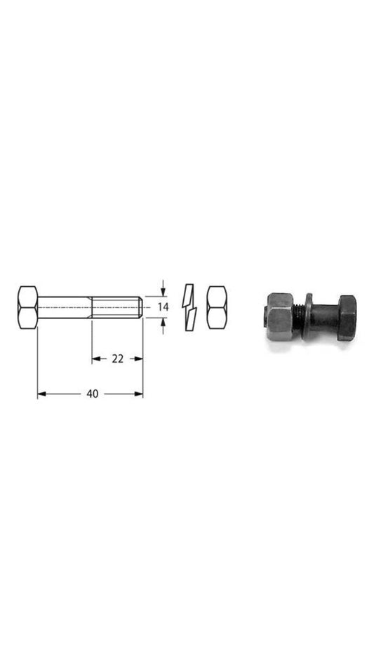 BULLONE per ZAPPA FRESA 14x1,5 x 40 10.9 completo, dado e rondella